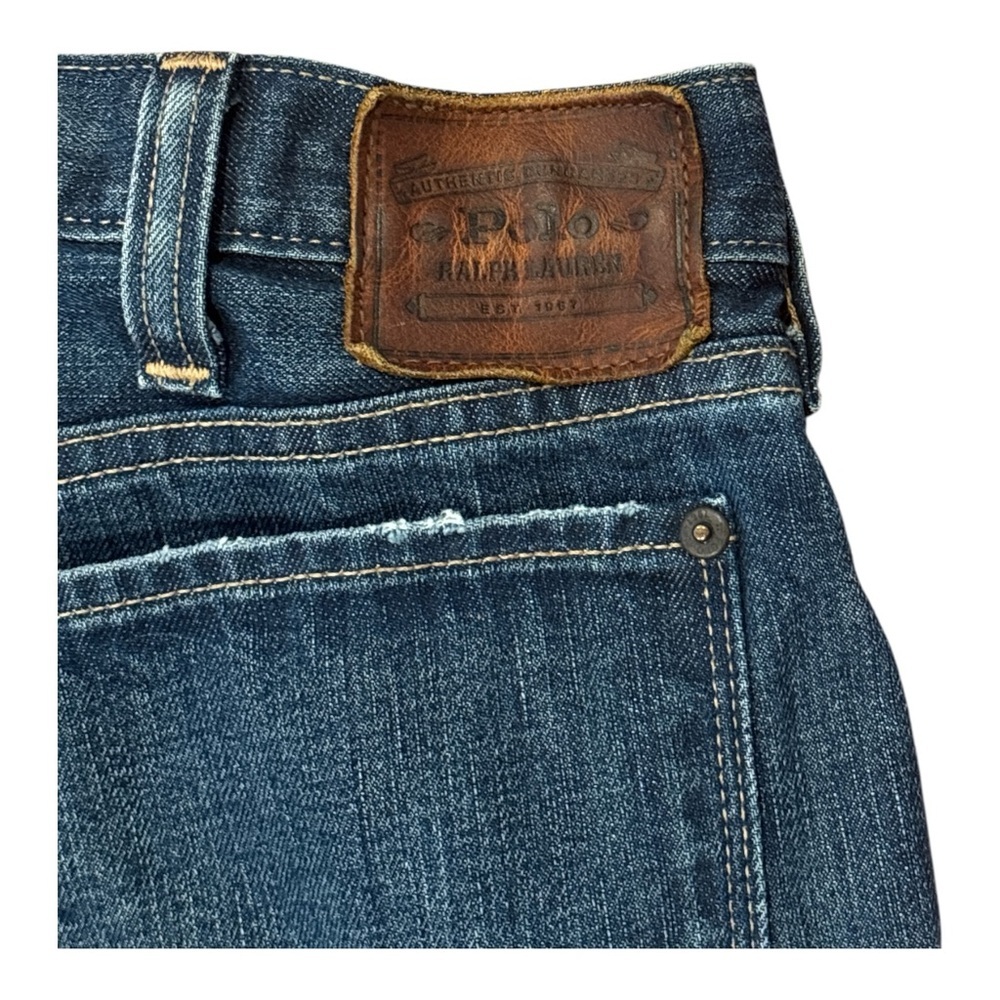 VTG POLO RALPH LAUREN DARK BLUE DISTRESSED BOOTCUT JEANS WESTERN COWBOY SZ 38W - Picture 5 of 6
